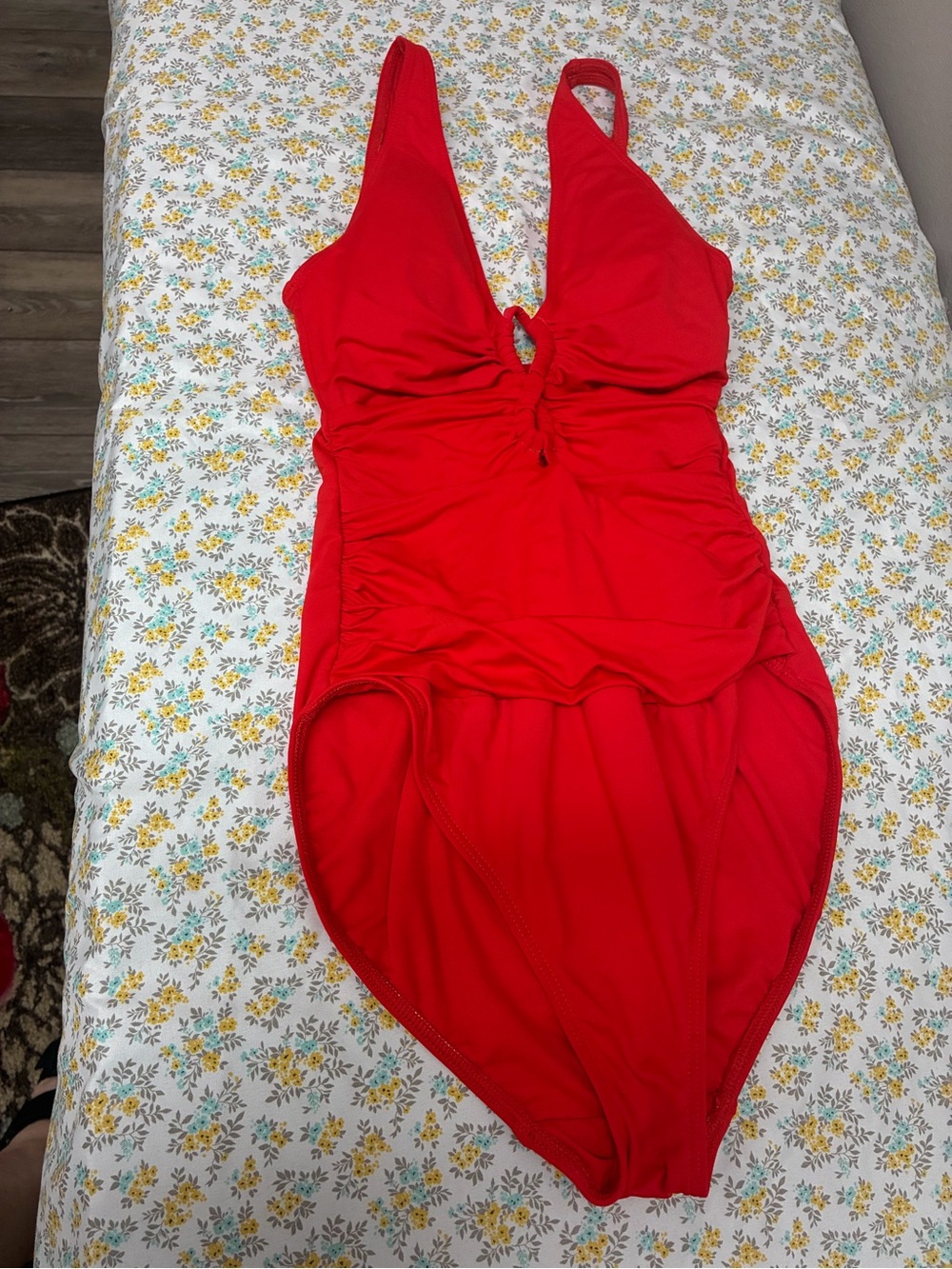 Ralph Lauren Red Ruched One-Piece Swimsuit for Kids